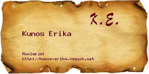 Kunos Erika névjegykártya